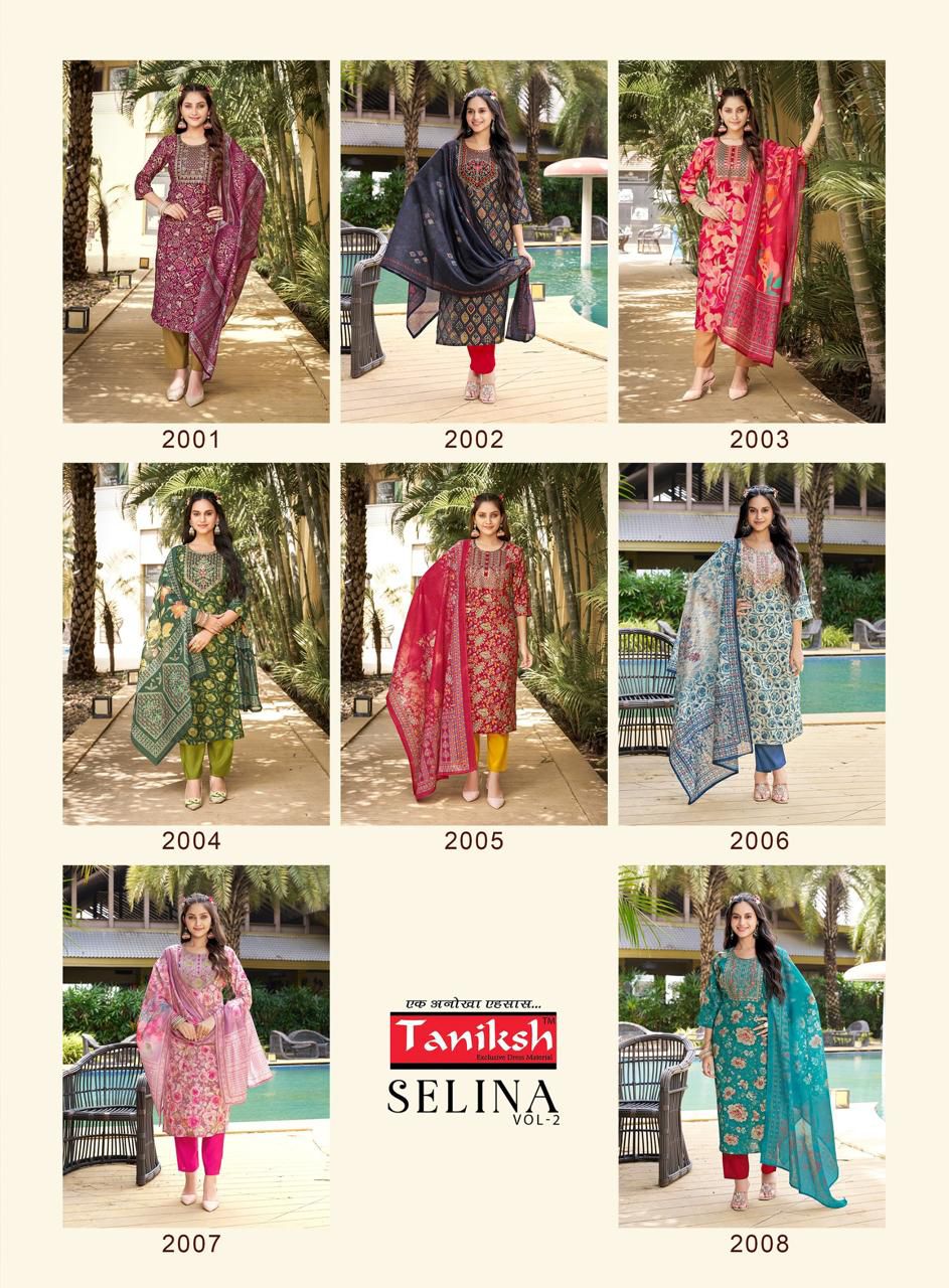 Selina Vol 2 By Taniksh Muslin Printed Kurti With Bottom Dupatta Wholesale Shop In Surat
